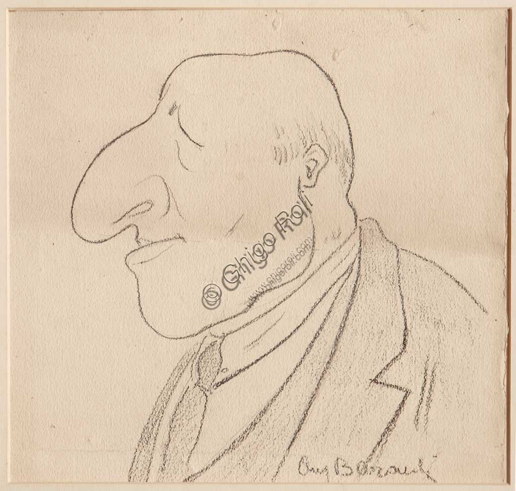  Assicoop - Unipol Collection: Augusto Baracchi (1878 - 1942), "Caricature", black pencil on paper.