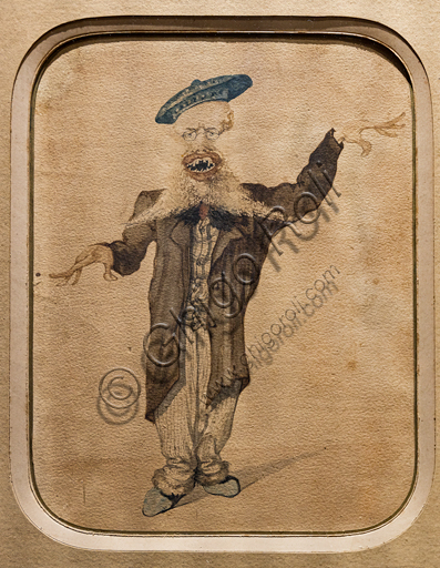 Angiolo Tricca: "Caricature of Telemaco Signorini", about 1884, watercolour on paper.