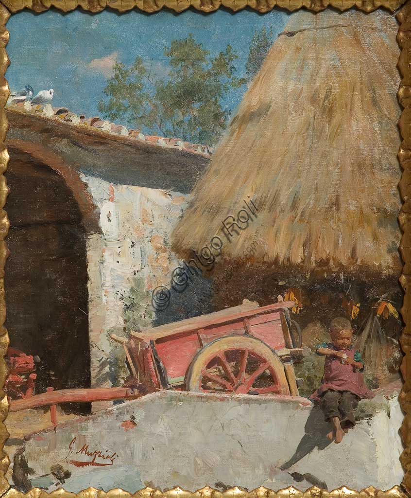 Collezione Assicoop - Unipol: Giovanni Muzzioli (1854 - 1894), "Il carretto rosa", 1882, olio su tela.