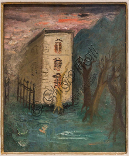 Museo Novecento: "Little house between two roads", by Mario Mafai, 1929. Oil painting on board.