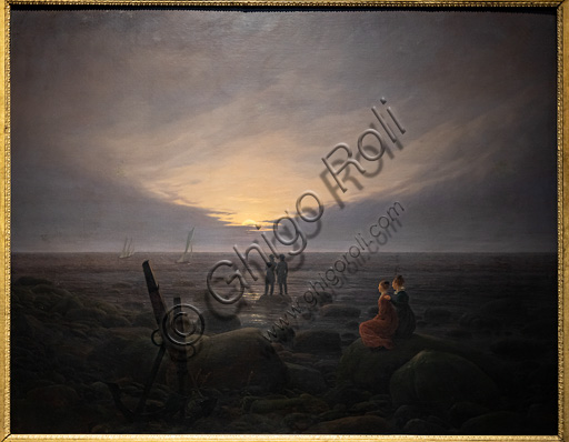 Caspar David Friedrich, "Moon rising over the sea", 18--, oil painting.