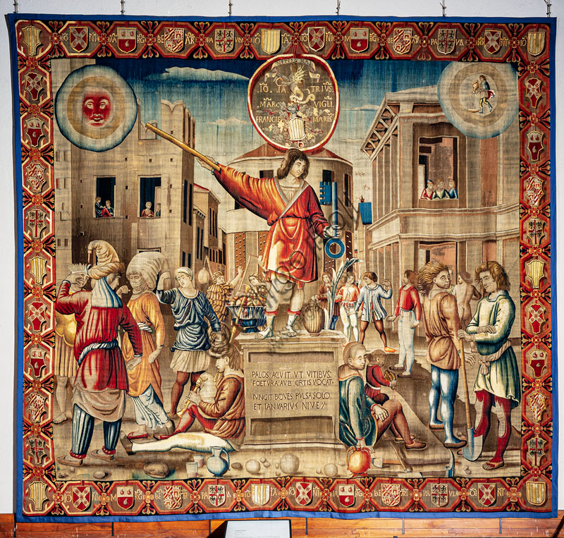 Castello Sforzesco,  Civiche Raccolte di Arte Applicata: “Il mese di Gennaio” nella serie dei dodici arazzi Trivulzio, XVI sec.
