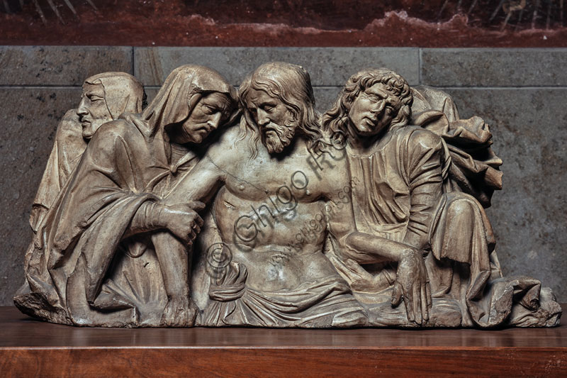 Castello Sforzesco, raccolte di Scultura e Arte Antica: altorilievo della Pietà , (inv. 1034, rinascimento lombardo, seconda metà XV sec.)