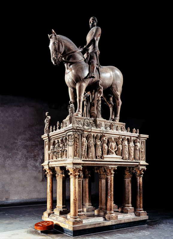  Sforza Castle, collections of Sculpture and Ancient Art: “Funeral monument of Bernabò Visconti” (1363), by Bonino da Campione and assistants.
