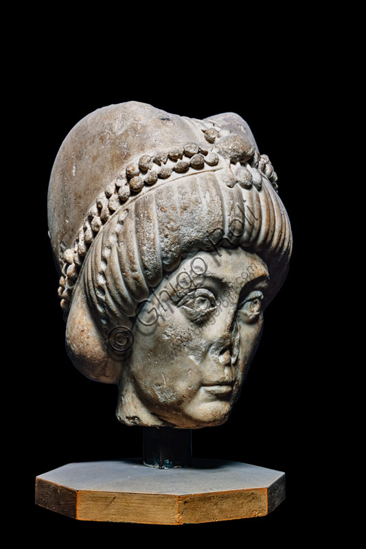  Sforza Castle, collections of Sculpture and Ancient Art: Head of Empress Theodora (Byzantine art, 6th century).