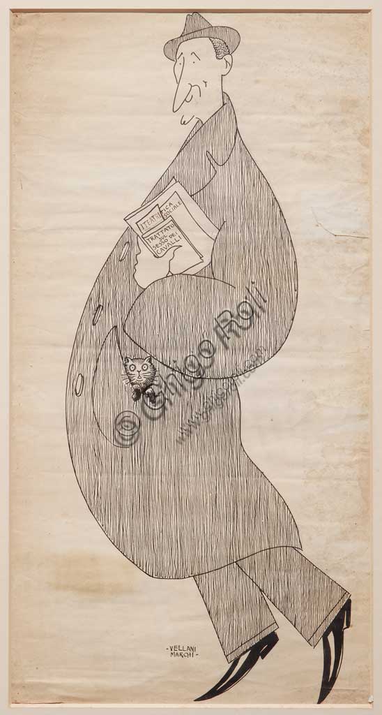 Collezione Assicoop - Unipol: Mario Vellani Marchi (1895-1979), "Il cavalier Renzo Ferrari". Inchiostro nero su carta.