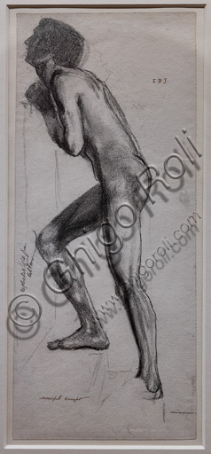 Studio di nudo di cavaliere per "il cavaliere misterioso", (1861)  di Edward Coley Burne - Jones  (1833 - 1898); grafite su carta. 