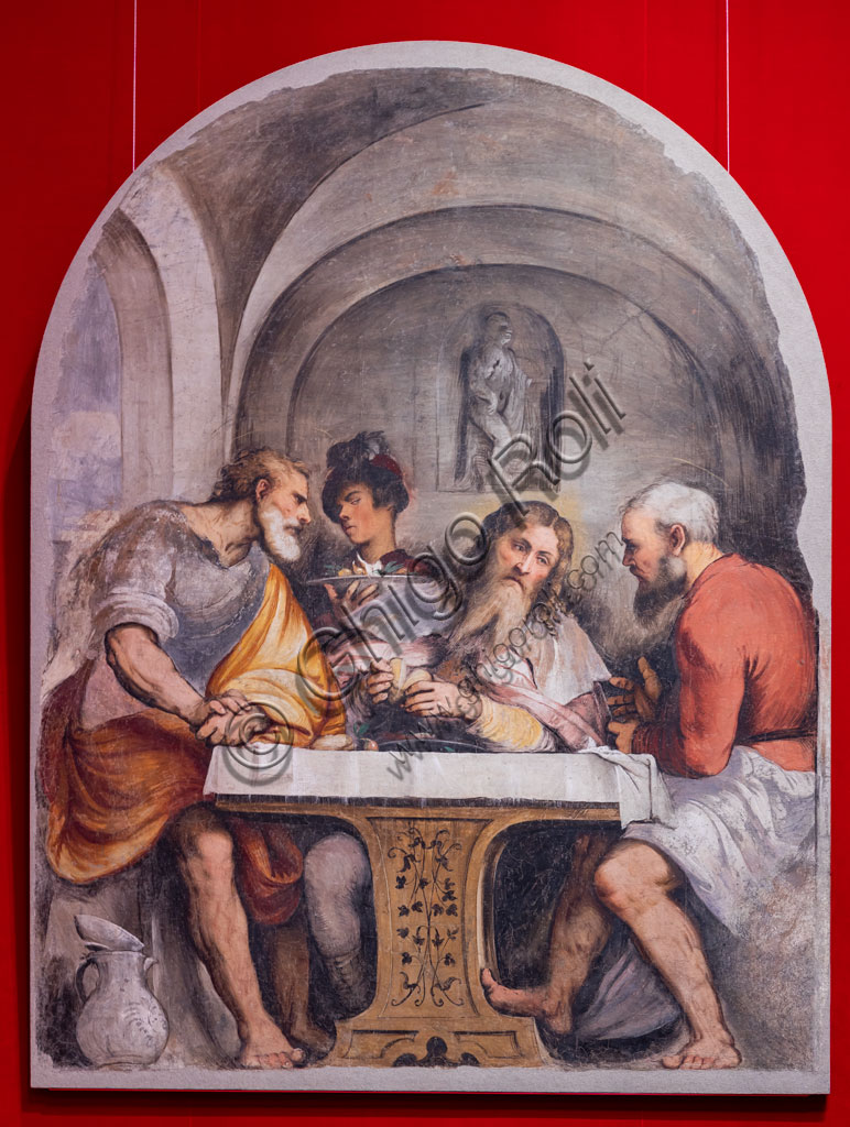 Brescia, Pinacoteca Tosio Martinengo: "Cena di Emmaus", di Girolamo Romani, detto il Romanino, 1532-33. Affresco trasportato su tela.