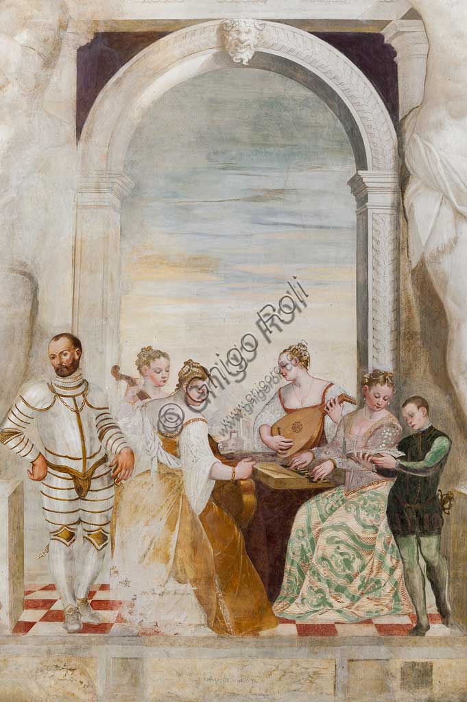 Caldogno, Villa Caldogno, salone:  "Il concerto". Affresco di Giovanni Antonio Fasolo, ca. 1570.