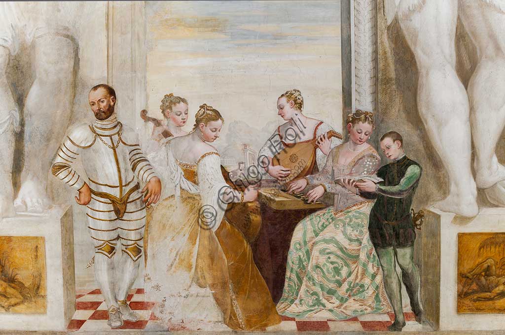 Caldogno, Villa Caldogno, main hall: "The Concert". Fresco by Giovanni Antonio Fasolo, about 1570.