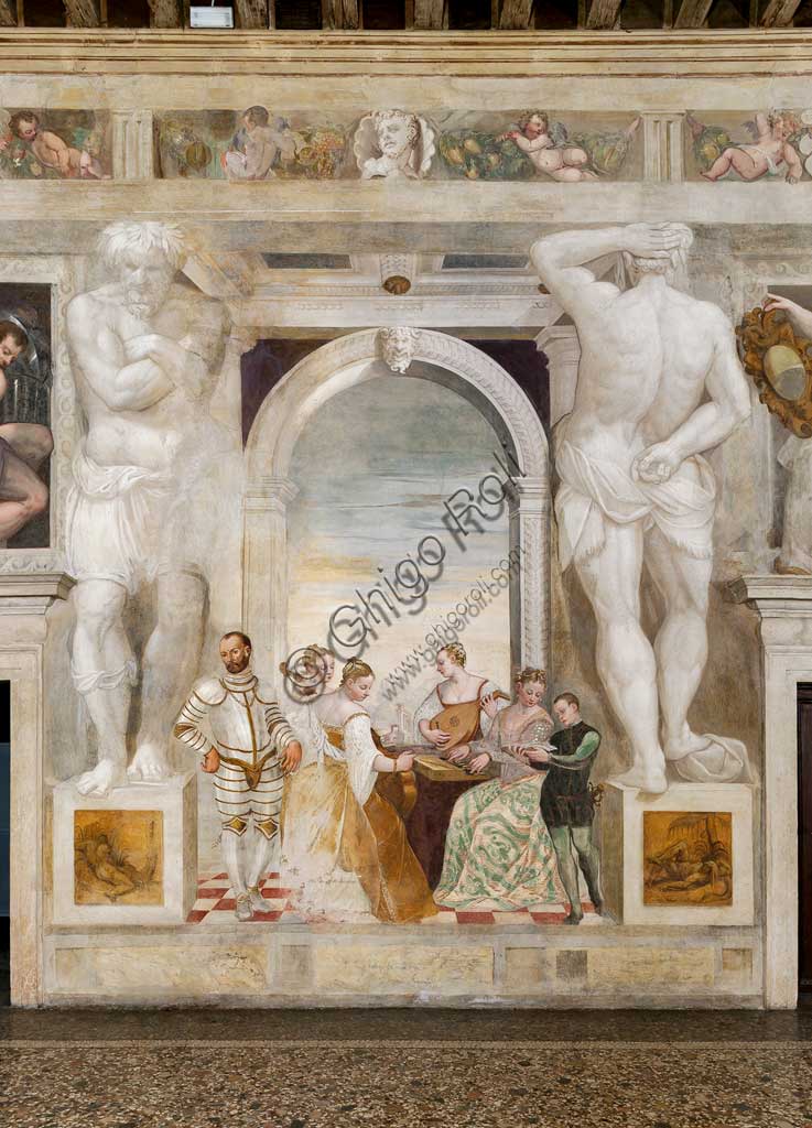Caldogno, Villa Caldogno, salone:  "Il concerto". Affresco di Giovanni Antonio Fasolo, ca. 1570.