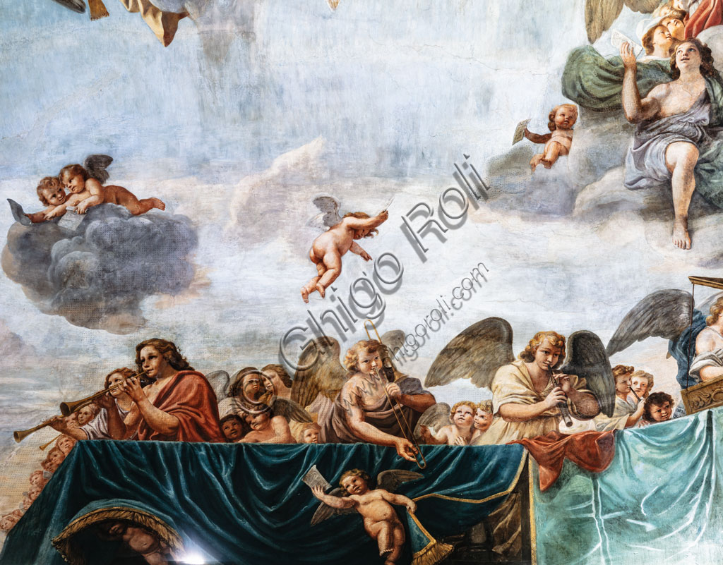 “Concerto d’Angeli”. affresco di Mattia Preti, 1651-2, abside della Chiesa di S. Biagio nel Carmine a Modena. Particolare.