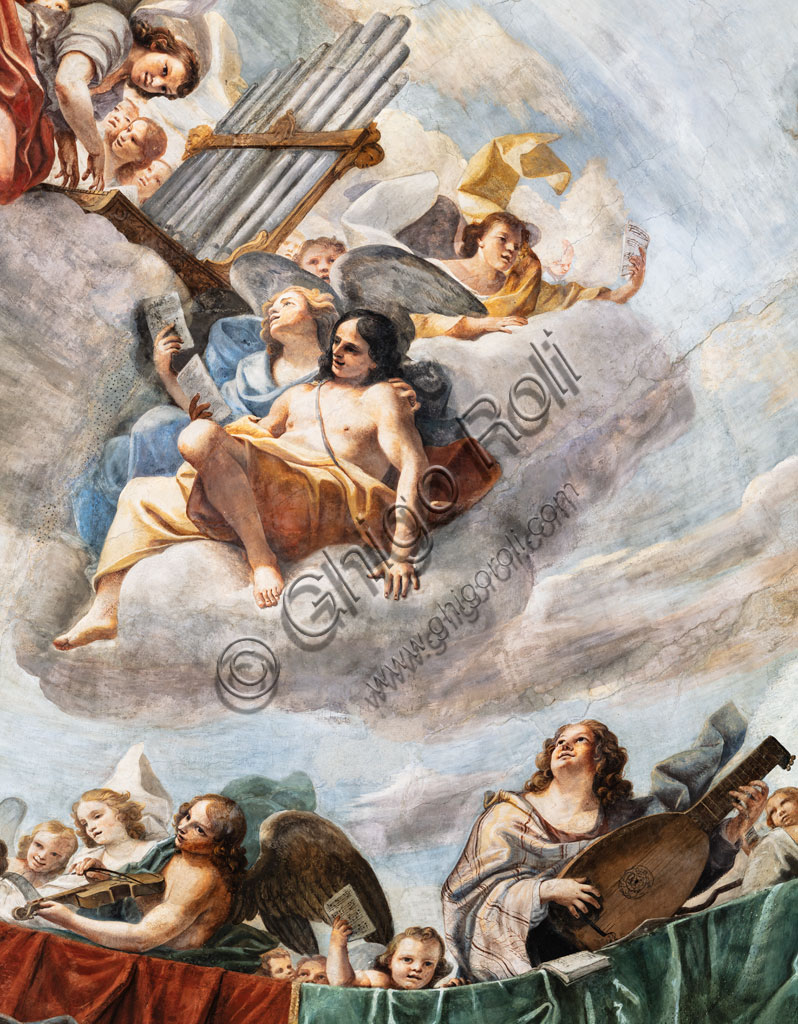 “Concerto d’Angeli”. affresco di Mattia Preti, 1651-2, abside della Chiesa di S. Biagio nel Carmine a Modena. Particolare.