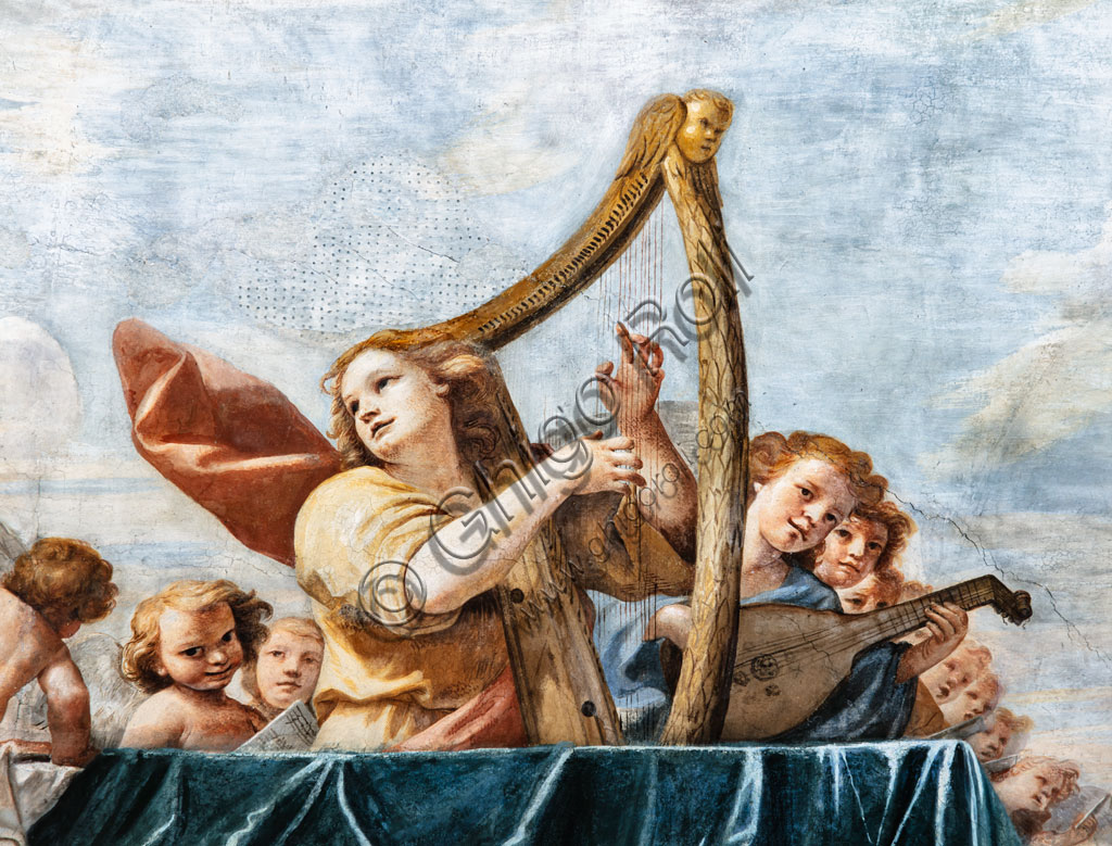 “Concerto d’Angeli”. affresco di Mattia Preti, 1651-2, abside della Chiesa di S. Biagio nel Carmine a Modena. Particolare.