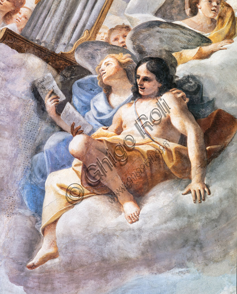 “Concerto d’Angeli”. affresco di Mattia Preti, 1651-2, abside della Chiesa di S. Biagio nel Carmine a Modena. Particolare.