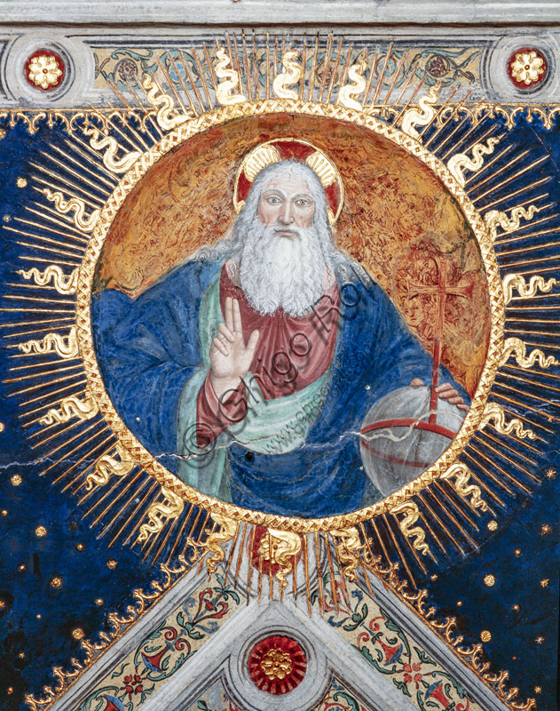  Church of S. Maurizio al Monastero Maggiore, the nuns’s choir, pictorial decoration of the intrados of the upper vault: “Eternal Father”, by Vincenzo Foppa. 