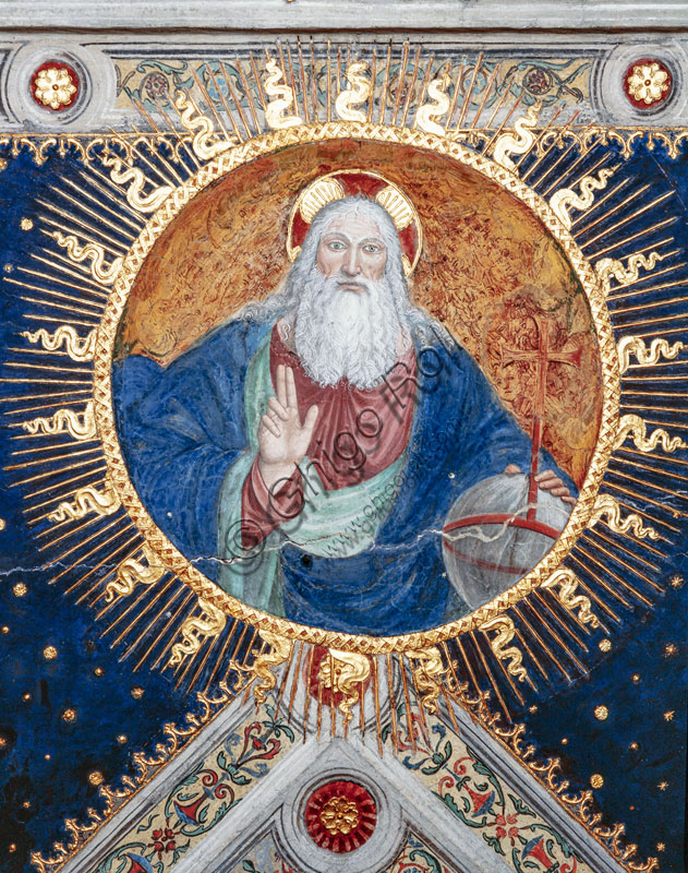 Chiesa di S. Maurizio al Monastero Maggiore, coro delle monache, decorazione pittorica dell’intradosso della volta superiore: “Padre Eterno”, di Vincenzo Foppa. 