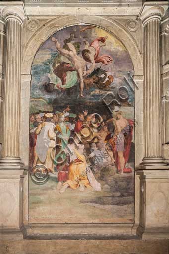  Bologna, Chiesa di San Giacomo, cappella Poggi: St John the Baptist Baptizes the People.Frescoes by Pellegrino Tibaldi, 1550 - 1551
