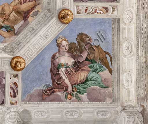 Maser, Villa Barbaro, Sala dell' Olimpo, volta, particolare: "Cibele, ovvero la Terra". Affresco del Veronese (Paolo Caliari), 1560 - 1561.