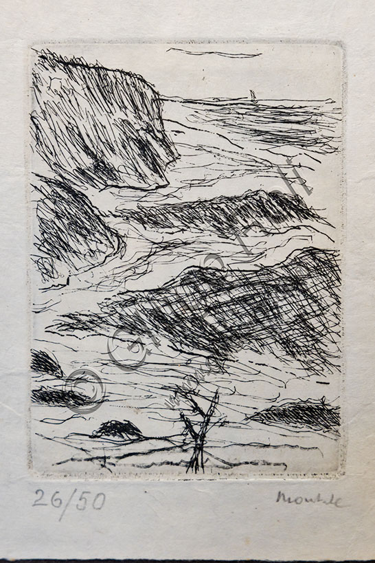 “Cinque Terre (Manarola)”, di Eugenio Montale, acquaforte.