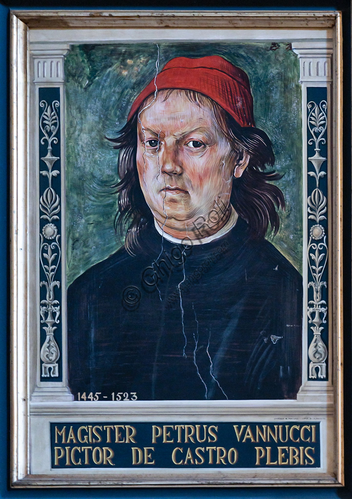  Città della Pieve, Cathedral of St. Gervasue and Protasio: painting portraying Pietro di Cristoforo Vannucci, known as Perugino.