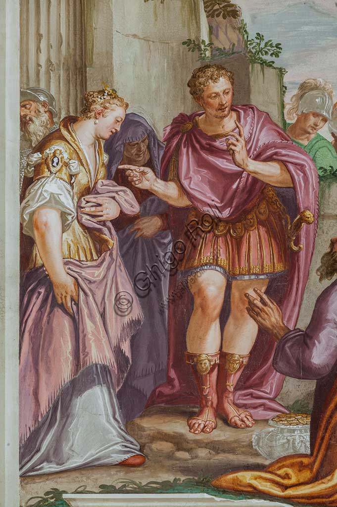 Fanzolo, Villa Emo, the main hall : "Scipio's Clemency". Frescoes by Giovanni Battista Zelotti, about 1565. Detail.