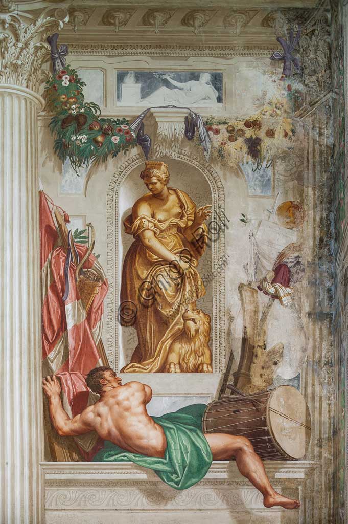 Fanzolo, Villa Emo, salone: "La clemenza di Scipione". Affreschi di Giovanni Battista Zelotti, ca. 1565. Particolare