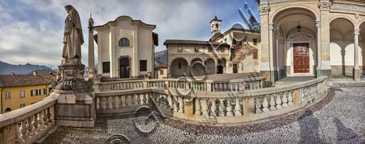 Clusone: veduta su Oratorio di San Luigi, Oratorio dei Disciplini o di San Bernardino, Basilica di Santa Maria Assunta.