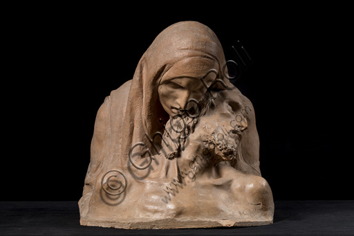Assicoop - Unipol Collection: Ermenegildo Luppi (1877 - 1937), "Sketch with two heads (Christ and the Virgin Mary) for la Pietà, i.e. Lamentation over the Dead Christ", terracotta (earthenware) sketch.