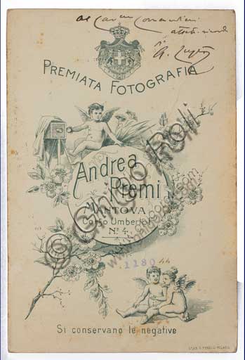 Collezione Assicoop - Unipol: retro della cartolina con ritratto fotografico del pittore Albano Lugli (1834 - 1914).