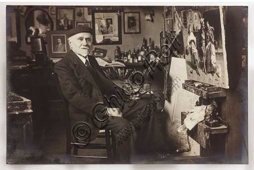 Assicoop - Unipol Collection: photo portraying the painter Eugenio Zampighi (1859 - 1944).
