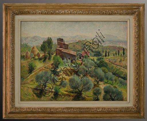 Mario Vellani Marchi (1895 - 1979): "Colline di Montepulciano" (olio su tela, 70 x 87 cm).