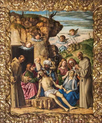Modena, Galleria Estense: "Compianto sul Cristo Morto", di Cima da Conegliano (Giovanni Battista Cima, 1459/1460 – 1517/1518).