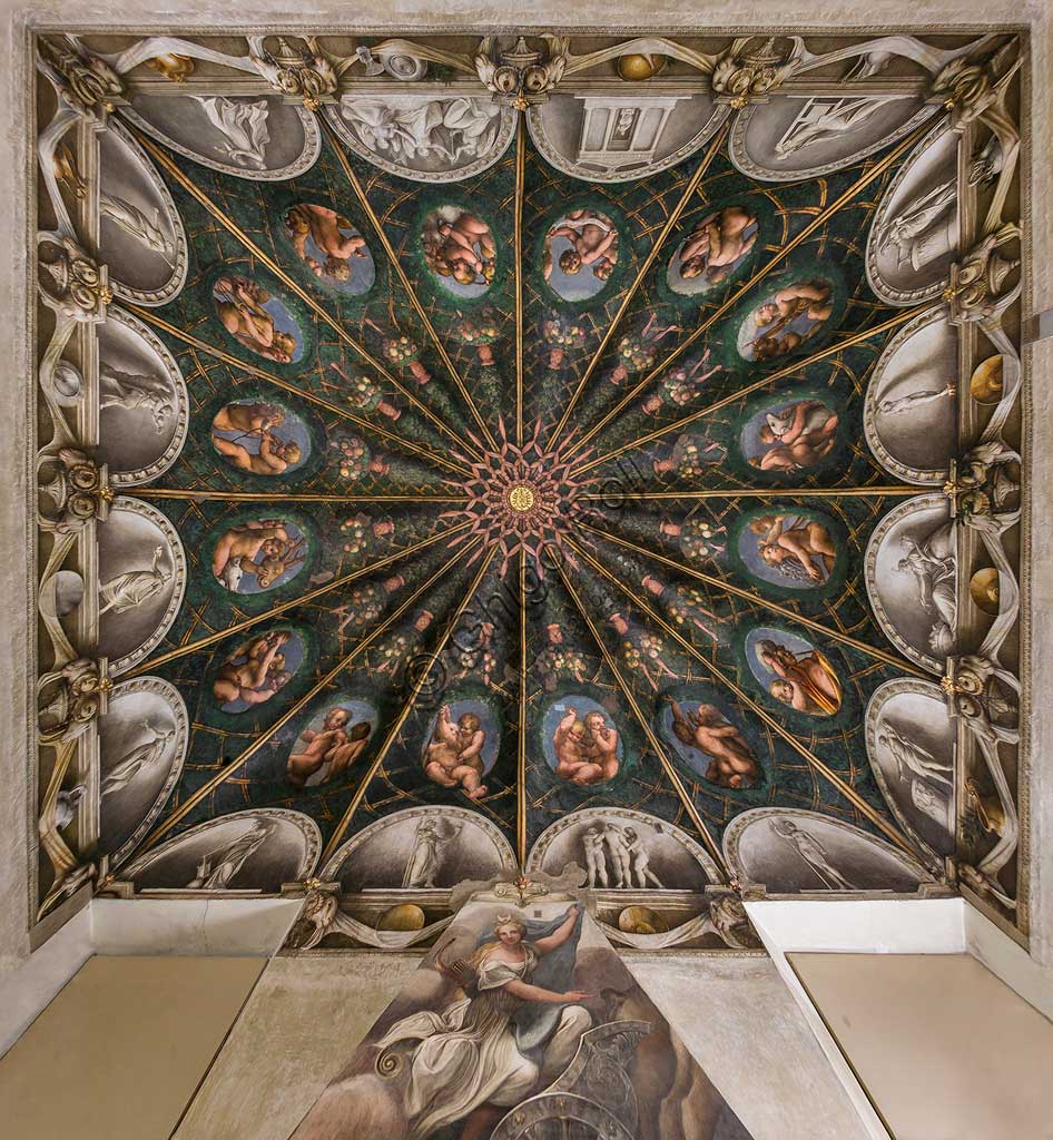 Parma, Former Monastery of St. Paul, Chamber of the Abbess or of St Paul or of Giovanna da Piacenza, the vault: frescoes on the theme of Diana by Antonio Allegri, known as il Correggio (1518-9).