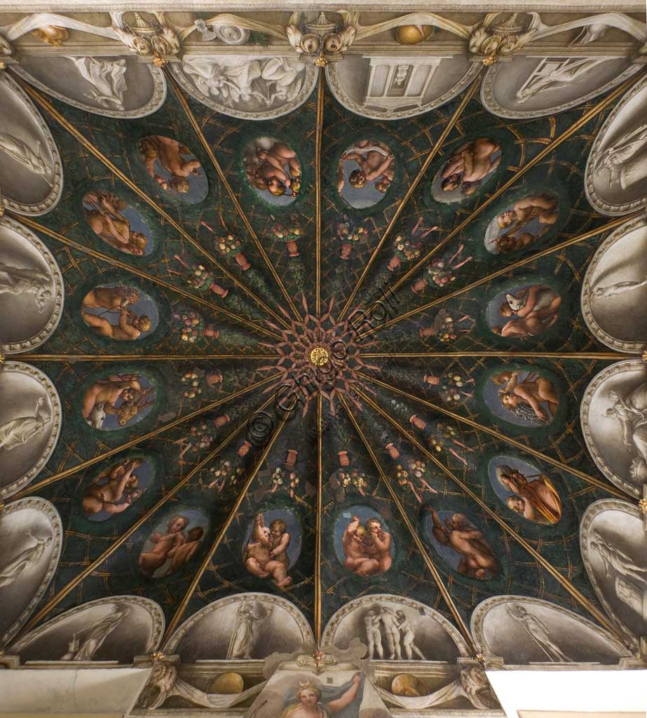 Parma, Former Monastery of St. Paul, Chamber of the Abbess or of St Paul or of Giovanna da Piacenza, the vault: frescoes on the theme of Diana by Antonio Allegri, known as il Correggio (1518-9).