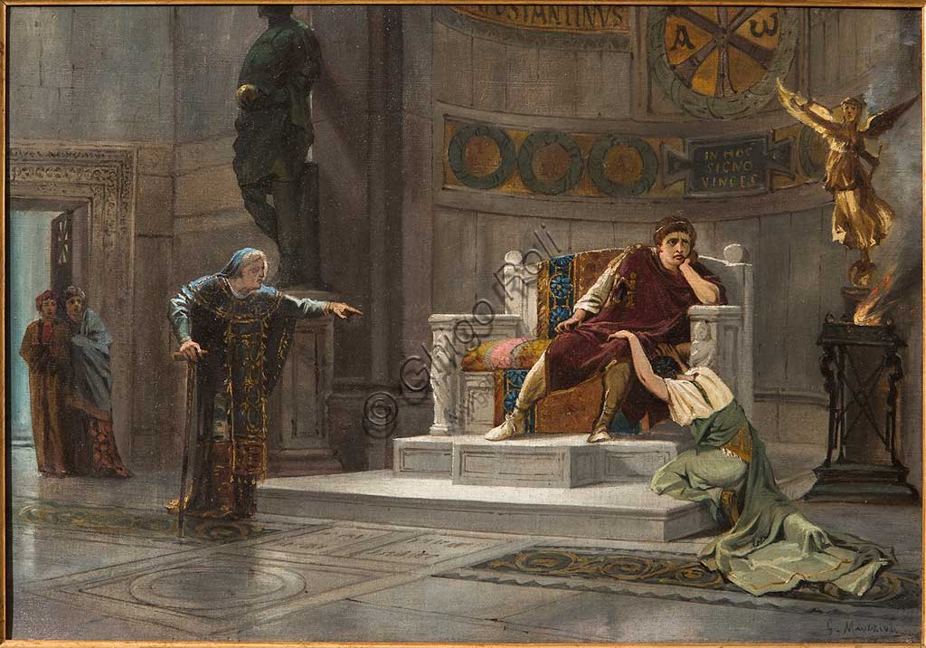 Collezione Assicoop - Unipol: Giovanni Muzzioli (1854-1894), "Costantino e la schiava". Olio su tela, cm. 36 x 53.