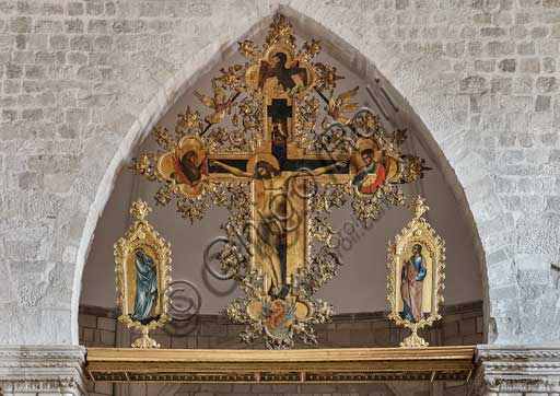   Croatia, Dubrovnik, church of S. Dominic: Paolo Veneziano, Polyptych of the Crucifixion (1359?) with The Four Evangelists and Sorrowful Virgin.