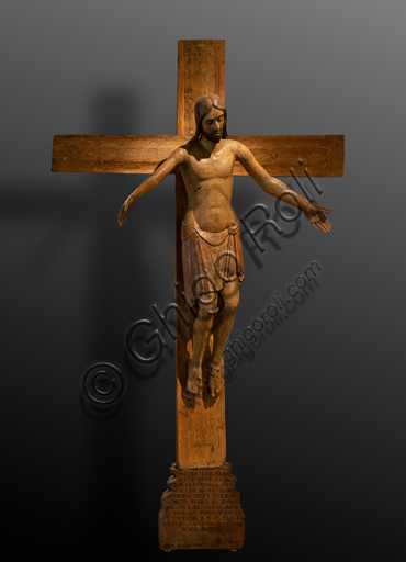  Perugia, National Gallery of Umbria: "Crucifixion", by Umbrian sculptor of the first half of the 13th century, 1236, carved and painted poplar wood.