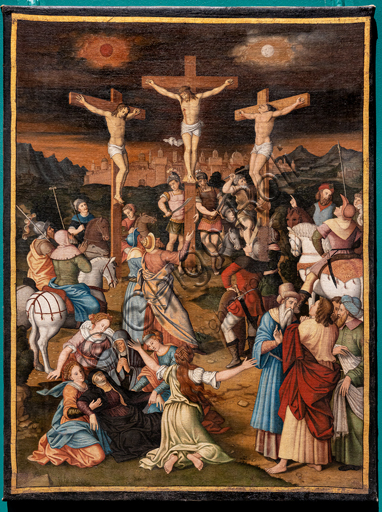  Perugia, National Gallery of Umbria: "Crucifixion ", by unknown artist, half XVI century. Oil painting on canvas