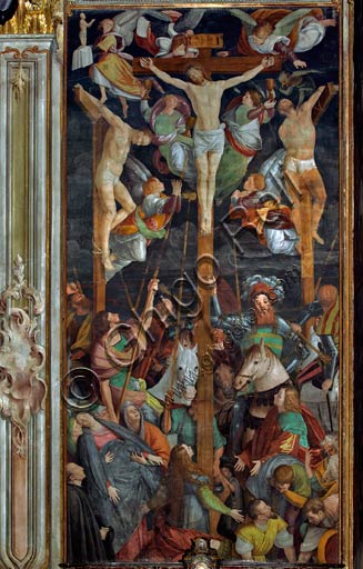 Vercelli, Chiesa di San Cristoforo, Cappella della Maddalena: "Crocifissione". Affresco di Gaudenzio Ferrari,  1529 - 1534.