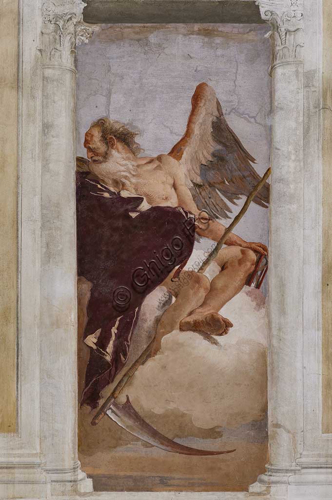 Vicenza, Villa Valmarana ai Nani, Guest Lodgings, the Room  of the Olympus: "Cronus", fresco by Giambattista Tiepolo, 1757.