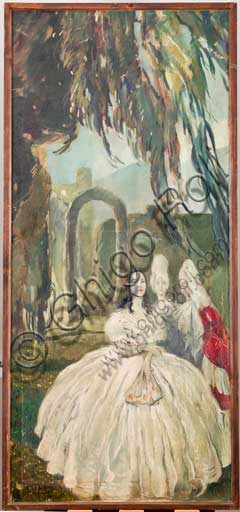 Collezione Assicoop - Unipol, inv. n° 447: Mario Vellani Marchi (1895 - 1979), "Dama in giardino"  -  1. Olio su tela, 1923.