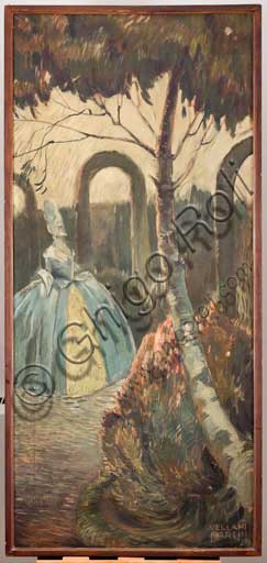 Collezione Assicoop - Unipol, inv. n° 448: Mario Vellani Marchi (1895 - 1979), "Dama in giardino"  -  2. Olio su tela, 1923.