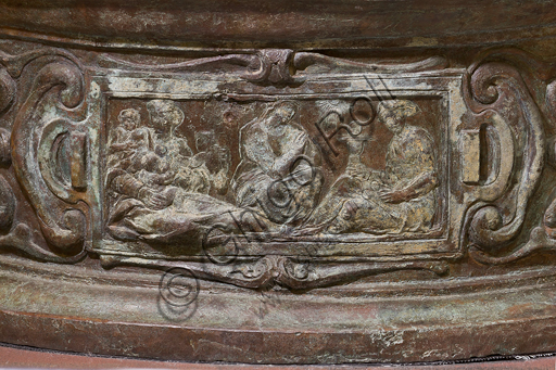 Florence, Museum of the Opera del Duomo (Museum of Florence Cathedral of Santa Maria del Fiore): bronze group of "The Beheading of the Baptist” (coming from the east side of the Baptistery) by  Vincenzo Danti (1569-70). From the South Side of the Baptistery. Detail of the base.