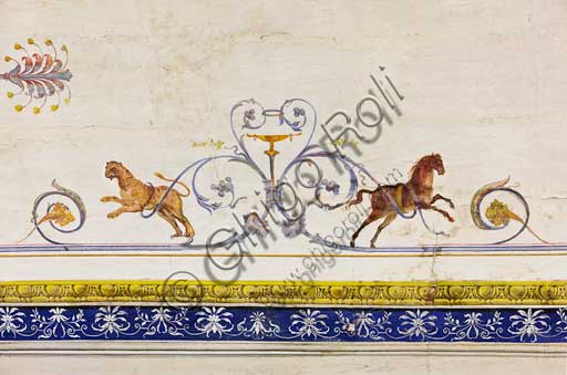 Palermo, Palazzo Reale o Palazzo dei Normanni, Appartamento Reale, Sala Rossa, la volta: particolare decorativo con tigre e cavallo.