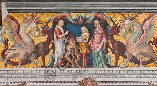 Mantova, Palazzo D'Arco, Sala dello Zodiaco: il segno dei Gemelli. Particolare degli affreschi di Giovan Maria Falconetto, 1515 circa.