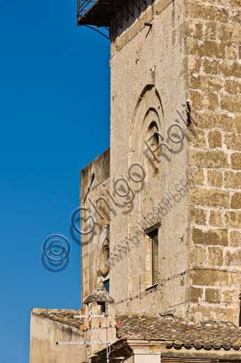 Palermo, The Royal Palace or Palazzo dei Normanni (Palace of the Normans), the Pisan Tower: detail of the West side.