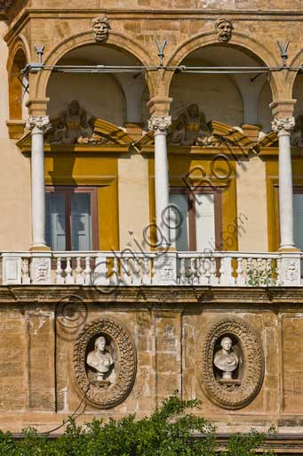 Palermo, The Royal Palace or Palazzo dei Normanni (Palace of the Normans), Porta Nuova Tower: detail of the side facing Vittorio Emanuele Avenue.