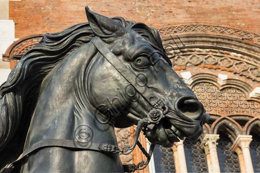 Piacenza, Piazza dei Cavalli (Horses Square): detail of the equestrian monument dedicated to Alexander Farnese, work by Francesco Mochi da Montevarchi, realised between 1612 and 1628.