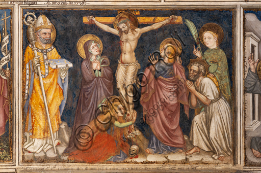 Foligno, Palazzo Trinci, la cappella: affreschi di Ottaviano Nelli, eseguiti nel 1424.Particolare della Crocifissione. 